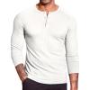 COOFANDY Men’s Muscle Slim Fit T-Shirt Long Sleeve Henley Shirts Casual Gym Workout Athletic Tee Shirts(White)