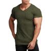 COOFANDY Men’s Muscle T Shirts Stretch Short Sleeve V Neck Bodybuilding Workout Tee Shirts Ribbed Knit Shirt(Army Green)