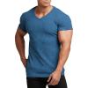 COOFANDY Men’s Muscle T Shirts Stretch Short Sleeve V Neck Bodybuilding Workout Tee Shirts Ribbed Knit Shirt(Blue)