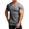 COOFANDY Men’s Muscle T Shirts Stretch Short Sleeve V Neck Bodybuilding Workout Tee Shirts Ribbed Knit Shirt(Dark Grey)