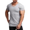 COOFANDY Men’s Muscle T Shirts Stretch Short Sleeve V Neck Bodybuilding Workout Tee Shirts Ribbed Knit Shirt(Grey)
