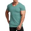 COOFANDY Men’s Muscle T Shirts Stretch Short Sleeve V Neck Bodybuilding Workout Tee Shirts Ribbed Knit Shirt(Light Green)