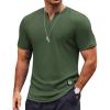 COOFANDY Mens Muscle T-Shirts V-Neck Slim Fit Workout Shirt Short Sleeve Longline Gym Athletic Tee Shirts(Army Green)