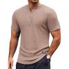 COOFANDY Mens Muscle T-Shirts V-Neck Slim Fit Workout Shirt Short Sleeve Longline Gym Athletic Tee Shirts(Khaki)