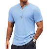 COOFANDY Mens Muscle T-Shirts V-Neck Slim Fit Workout Shirt Short Sleeve Longline Gym Athletic Tee Shirts(Light Blue)