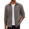 COOFANDY Men’s Overshirt Shacket Jacket Mens Textured Button Down Long Sleeve Shirts Fashion Jacket(Dark Grey)