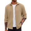 COOFANDY Men’s Overshirt Shacket Jacket Mens Textured Button Down Long Sleeve Shirts Fashion Jacket(Khaki)