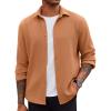 COOFANDY Men’s Overshirt Shacket Jacket Mens Textured Button Down Long Sleeve Shirts Fashion Jacket(Light Brown)