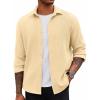 COOFANDY Men’s Overshirt Shacket Jacket Mens Textured Button Down Long Sleeve Shirts Fashion Jacket(Light Khaki)