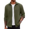 COOFANDY Men’s Overshirt Shacket Jacket Mens Textured Button Down Long Sleeve Shirts Fashion Jacket(Olive Green)