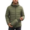 COOFANDY Mens Packable Puffer Jacket Lightweight Hooded Insulated Winter Coat Windproof Zipper Down Jacket(Army Green)