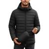 COOFANDY Mens Packable Puffer Jacket Lightweight Hooded Insulated Winter Coat Windproof Zipper Down Jacket(Black)