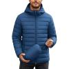 COOFANDY Mens Packable Puffer Jacket Lightweight Hooded Insulated Winter Coat Windproof Zipper Down Jacket(Denim Blue)