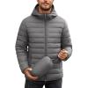COOFANDY Mens Packable Puffer Jacket Lightweight Hooded Insulated Winter Coat Windproof Zipper Down Jacket(Gray)