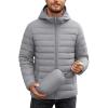 COOFANDY Mens Packable Puffer Jacket Lightweight Hooded Insulated Winter Coat Windproof Zipper Down Jacket(Light Gray)