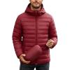 COOFANDY Mens Packable Puffer Jacket Lightweight Hooded Insulated Winter Coat Windproof Zipper Down Jacket(Red)