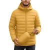 COOFANDY Mens Packable Puffer Jacket Lightweight Hooded Insulated Winter Coat Windproof Zipper Down Jacket(Yellow)
