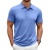 COOFANDY Men’s Polo Shirt Golf Quick Dry Performance Short Sleeve Moisture Wicking Athletic Polo Collared Tennis T-Shirt(Blue)