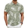 COOFANDY Men’s Polo Shirt Golf Quick Dry Performance Short Sleeve Moisture Wicking Athletic Polo Collared Tennis T-Shirt(Green Palm Leaves)