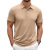 COOFANDY Men’s Polo Shirt Golf Quick Dry Performance Short Sleeve Moisture Wicking Athletic Polo Collared Tennis T-Shirt(Light Brown)