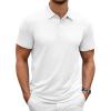 COOFANDY Men’s Polo Shirt Golf Quick Dry Performance Short Sleeve Moisture Wicking Athletic Polo Collared Tennis T-Shirt(White)