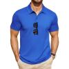 COOFANDY Men’s Polo Shirts Short Sleeve Pique Jersey Golf Shirt Casual Summer Collared T-Shirts(Blue)