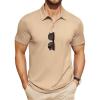 COOFANDY Men’s Polo Shirts Short Sleeve Pique Jersey Golf Shirt Casual Summer Collared T-Shirts(Khaki)