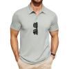 COOFANDY Men’s Polo Shirts Short Sleeve Pique Jersey Golf Shirt Casual Summer Collared T-Shirts(Light Grey)