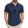 COOFANDY Men’s Polo Shirts Short Sleeve Pique Jersey Golf Shirt Casual Summer Collared T-Shirts(Navy Blue)