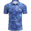 COOFANDY Men’s Polo Shirts Short Sleeve Print Performance Golf Shirts Fashion Casual Beach Collared T-Shirts(Floral Gray Blue)