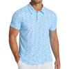 COOFANDY Men’s Polo Shirts Short Sleeve Print Performance Golf Shirts Fashion Casual Beach Collared T-Shirts(Light Blue (Flag))