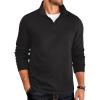 COOFANDY Men’s Quarter Zip Pullover Lightweight Textured T-Shirts Long Sleeve Casual Mock Neck Polo Shirts(All Black)