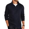 COOFANDY Men’s Quarter Zip Pullover Lightweight Textured T-Shirts Long Sleeve Casual Mock Neck Polo Shirts(Navy Blue)