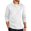 COOFANDY Men’s Quarter Zip Pullover Lightweight Textured T-Shirts Long Sleeve Casual Mock Neck Polo Shirts(White)