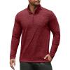 COOFANDY Men’s Quarter Zip Pullover Long Sleeve Sweatshirt 1/4 Zip Golf Shirt Winter Fleece Lined Thermal Pullover(Wine Red)