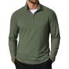 COOFANDY Men’s Quarter Zip Pullover Mock Neck Golf Shirts Casual Long Sleeve Shirt(Army Green)