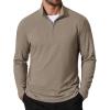 COOFANDY Men’s Quarter Zip Pullover Mock Neck Golf Shirts Casual Long Sleeve Shirt(Khaki)
