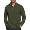 COOFANDY Mens Quarter Zip Pullover Mock Neck Sweatshirt Long Sleeve Sweater Polo Half Zip Pullover with Pocket(Army Green)