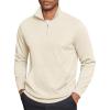 COOFANDY Mens Quarter Zip Pullover Mock Neck Sweatshirt Long Sleeve Sweater Polo Half Zip Pullover with Pocket(Beige)