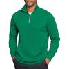 COOFANDY Mens Quarter Zip Pullover Mock Neck Sweatshirt Long Sleeve Sweater Polo Half Zip Pullover with Pocket(Dark Green)