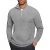 COOFANDY Mens Quarter Zip Pullover Mock Neck Sweatshirt Long Sleeve Sweater Polo Half Zip Pullover with Pocket(Grey)