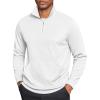 COOFANDY Mens Quarter Zip Pullover Mock Neck Sweatshirt Long Sleeve Sweater Polo Half Zip Pullover with Pocket(White)