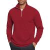 COOFANDY Mens Quarter Zip Pullover Mock Neck Sweatshirt Long Sleeve Sweater Polo Half Zip Pullover with Pocket(Wine Red)