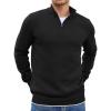 COOFANDY Men’s Quarter Zip Up Pullover Slim Fit Lightweight Mock Neck Long Sleeve Sweaters(Black)