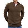 COOFANDY Men’s Quarter Zip Up Pullover Slim Fit Lightweight Mock Neck Long Sleeve Sweaters(Brown)