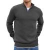 COOFANDY Men’s Quarter Zip Up Pullover Slim Fit Lightweight Mock Neck Long Sleeve Sweaters(Dark Gray)