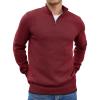 COOFANDY Men’s Quarter Zip Up Pullover Slim Fit Lightweight Mock Neck Long Sleeve Sweaters(Dark Red)