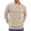 COOFANDY Men’s Quarter Zip Up Pullover Slim Fit Lightweight Mock Neck Long Sleeve Sweaters(Khaki)
