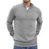 COOFANDY Men’s Quarter Zip Up Pullover Slim Fit Lightweight Mock Neck Long Sleeve Sweaters(Light Gray)