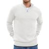 COOFANDY Men’s Quarter Zip Up Pullover Slim Fit Lightweight Mock Neck Long Sleeve Sweaters(White)